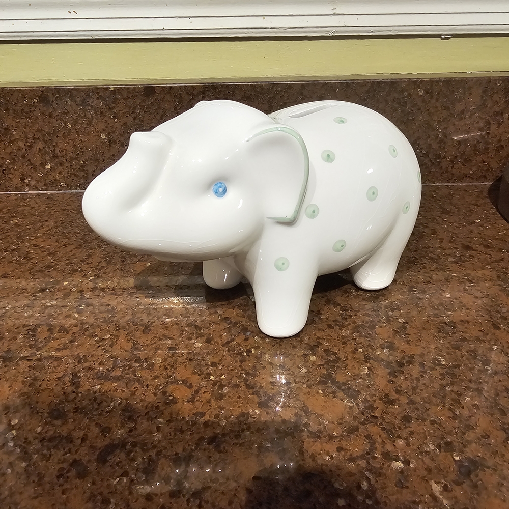 Tiffany & Co. White Ceramic Elephant Bank